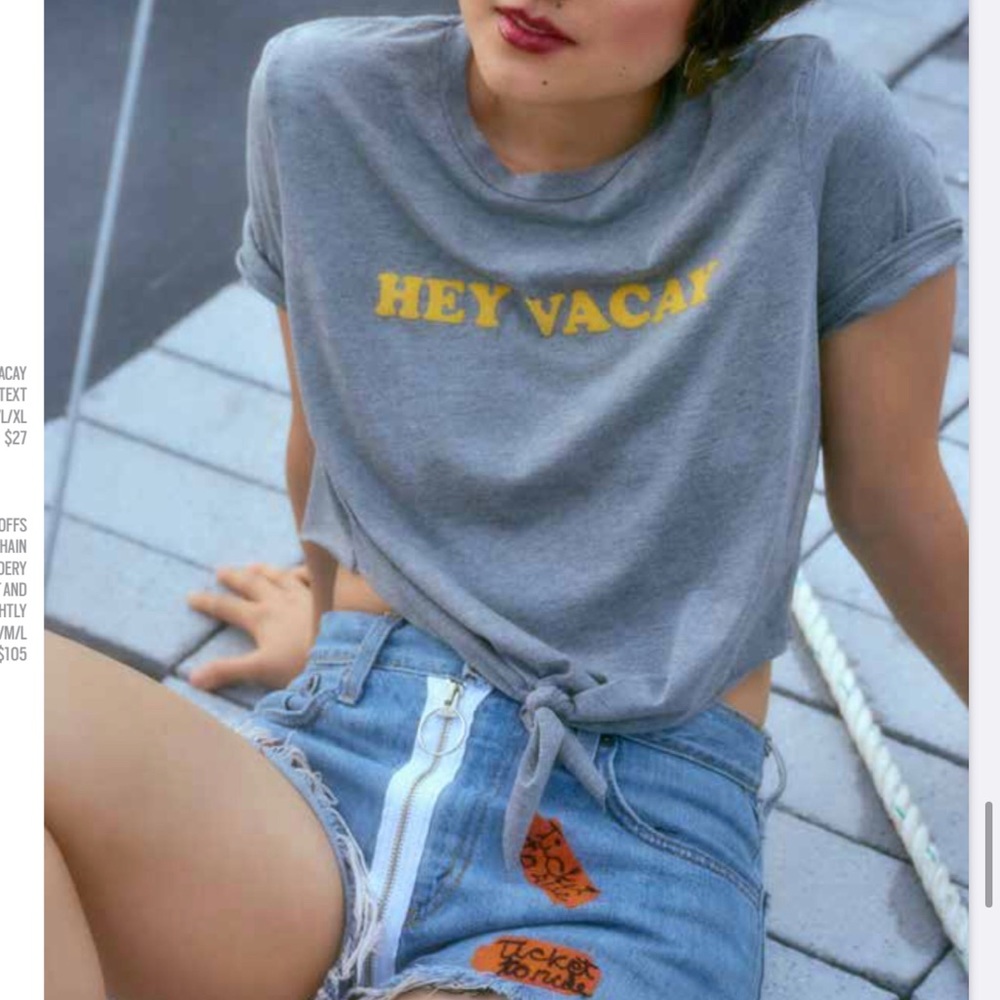 Barber cutoffs /w embroidery “TICKET TO RIDE” Sm
